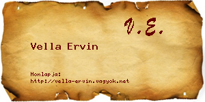 Vella Ervin névjegykártya